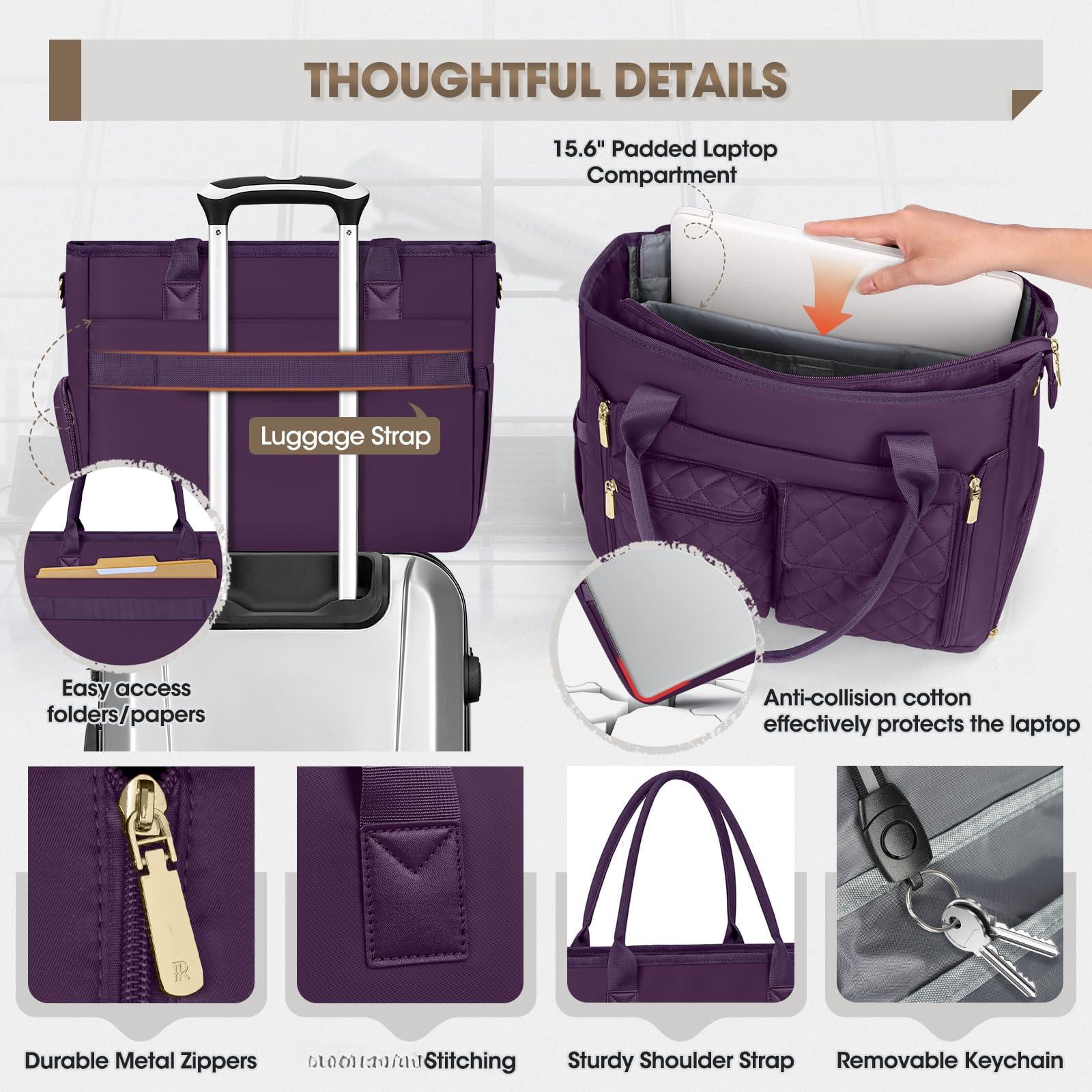 Teacher Tote Bag With Insulated Lunch Compartment 15.6 Inch Laptop For Women Lightweight Work Bags Nurse