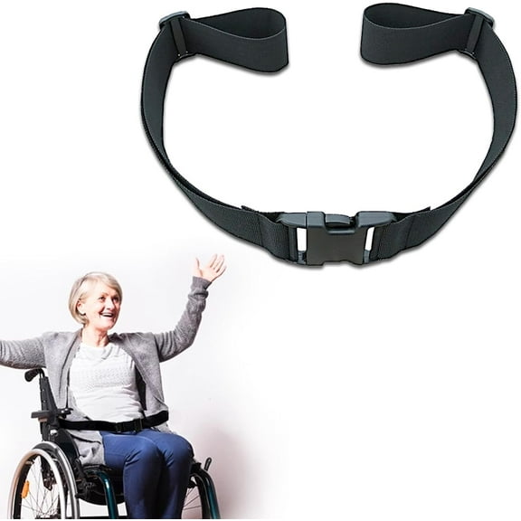 Adjustable Two-Piece Wheelchair Safety Belt | Suitable for Seniors and Patients | Durable Nylon Material with Heavy-Duty Buckle | For Wheelchairs and Mobility Scooters [1-Piece Set, 66 Inches]