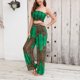 thumbnail image 2 of Conjunto de pantalones largos sin tirantes para mujer, estampado de leopardo, cuello Halter, Top de verano, pantalones de pierna ancha XXL verde, 2 of 6