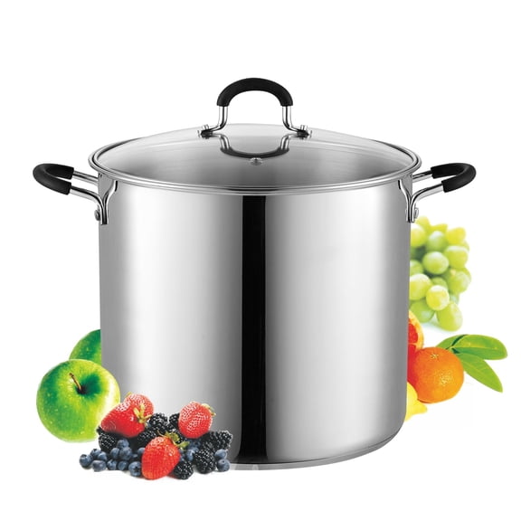 Cook N Home Professional 12 Quart Stainless Steel Stock Pot with Lid, Large Pot with Stay-Cool Handles, Stockpot for Pasta, Spaghetti, Compatible with Most Stovetops, Dishwasher Safe