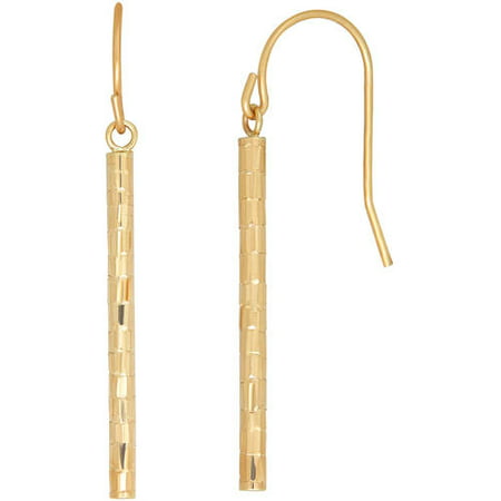 Simply Gold 10kt Yellow Gold Textured Stick Dangle Earrings