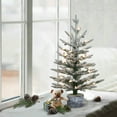 thumbnail image 2 of Pre-Lit 2' Potted Flocked Pencil Arctic Fir Artificial Christmas Tree, Green, 2 of 4