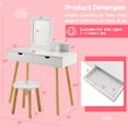 thumbnail image 4 of Costway Kid Vanity Table Chair Set with Mirror Large Storage Drawers Wooden Legs White, 4 of 10