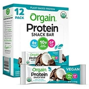 Orgain Organic Plant Based Protein Bar, Chocolate Coconut - 10G Of Protein, Vegan, Gluten Free, Dairy Free, Soy Free, Lactose Free, Kosher, Non-Gmo, 1.41 Ounce, 12 Count (Packaging May Vary)