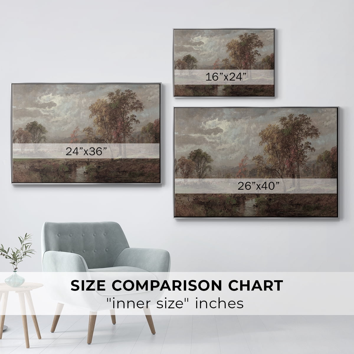 Vintage Landscape-CCCXXIV By Wexford Home Framed in Silver Wood Gallery Wrapped Canvas 25 in. x 37 in.