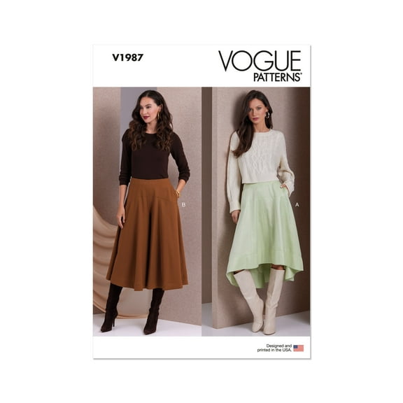 Vogue Sewing Pattern 1987 - Misses' Skirt and Culottes, Size: B5 (8-10-12-14-16)