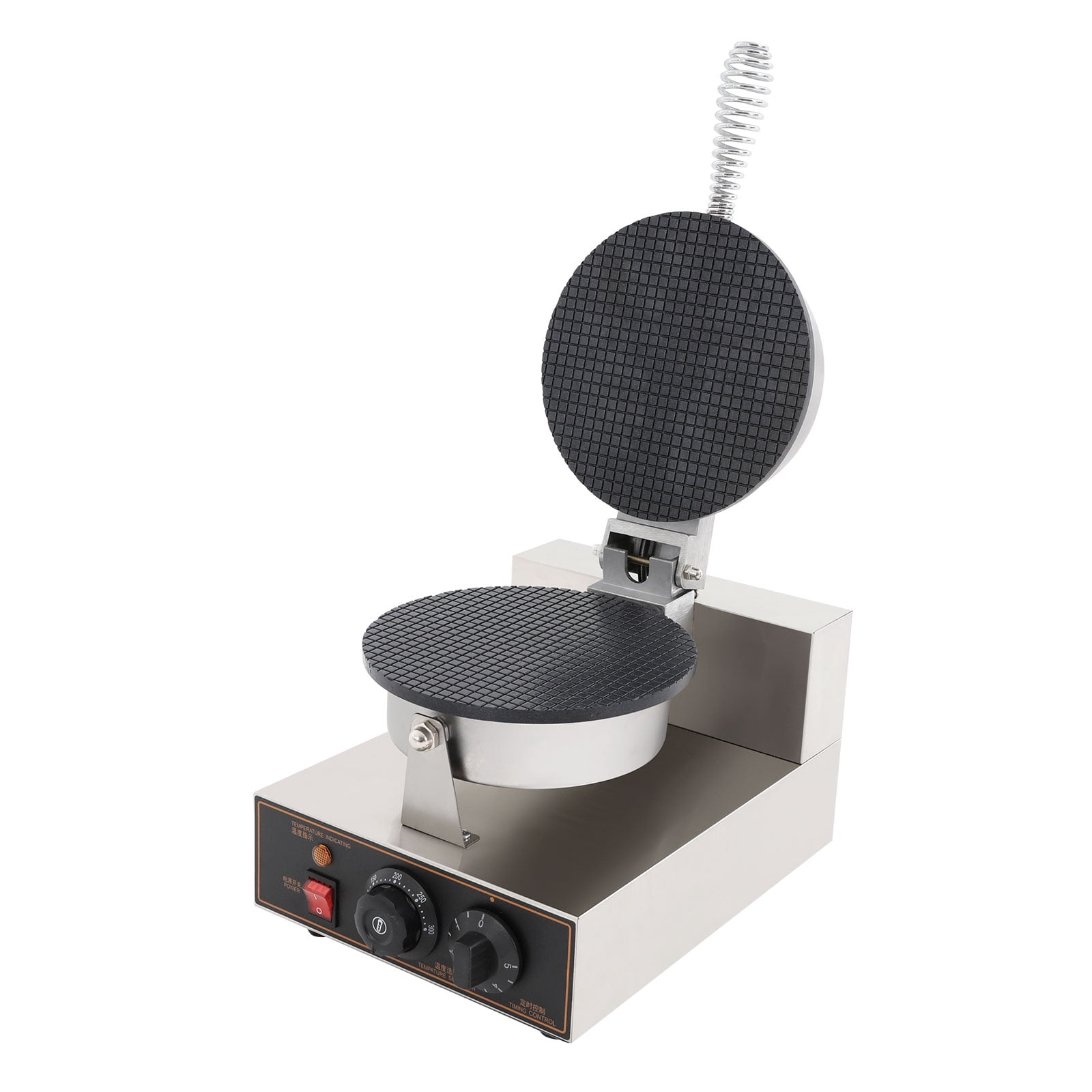 1200W Commercial Ice Cream Cone Machine, Stainless Steel Waffle Cone Maker, Temperature and Time Control