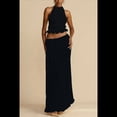thumbnail image 4 of Conjunto de Dos Piezas de Falda Larga para Mujer, con Cuello Halter, Espalda Descubierta y Falda Larga para Salir en la Playa. Conjunto de Dos Piezas. Negro XL, 4 of 7
