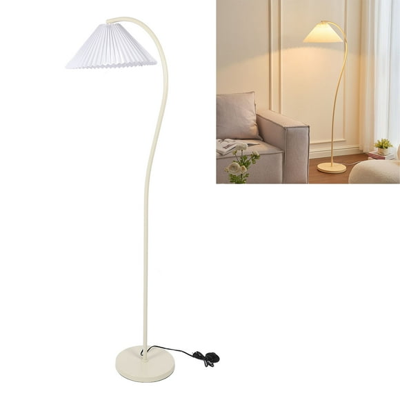 Modern Floor Lamp, Minimalist LED Corner Floor Lamp with Contemporary Pleated Shade and Foot Switch, Standing Tall Lamp, Reading Floor Lamp for Bedroom Office Classroom