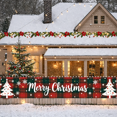 thumbnail image 4 of Plaid Pattern Holiday Banner Decorative Snowflakes Christmas Trees Merry for Winter Decoration Festive Event Home Party, 4 of 9
