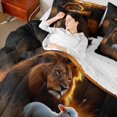 thumbnail image 5 of Manfei Forest Wildlife King Bedding, Jungle Sheep Lion King Bed in a Bag, Dark Brown, Reversible, 7 Pieces, 5 of 6