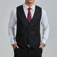 thumbnail image 3 of Men's Suit Vest Black Business Formal Dress Waistcoat Vest with 3 Pockets for Suit or Tuxedo L, 3 of 7
