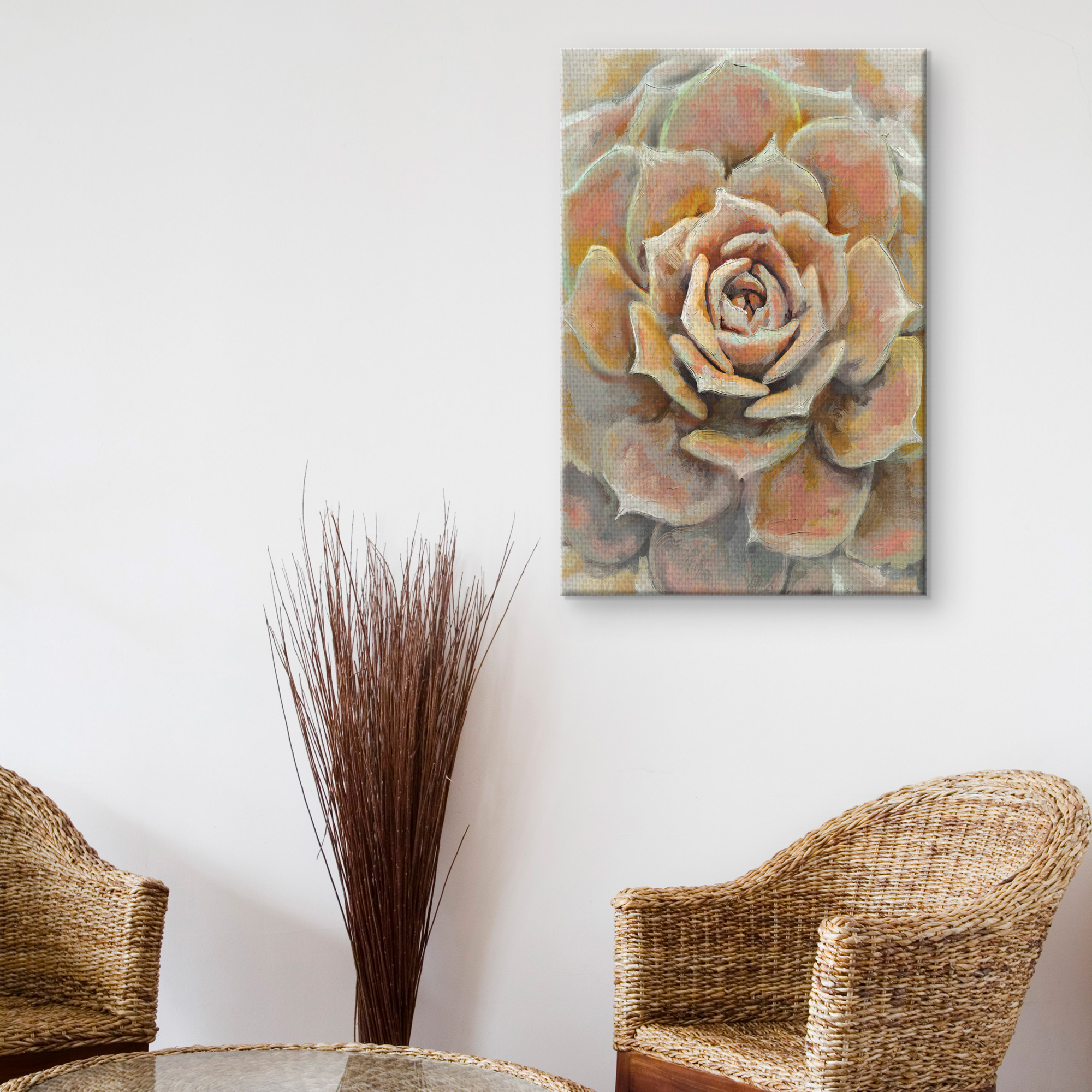 Masterpiece Art Gallery Desert Bloom Orange Succulent by Studio Arts Canvas Art Print 24" x 36"