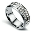 thumbnail image 3 of Anillo de acero de titanio con doble fila de diamantes, anillo de acero inoxidable de moda para parejas, joyería para mujer, 3 of 6