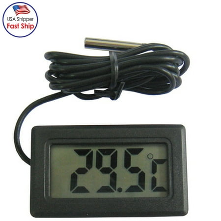 Digital Refrigerator Thermometer LCD Display Thermostat Oven Thermometer Freezer Electronic Temperature Hygrometer with Probe for Vehicle Fish Tank Aquarium Incubators Brooders Climb