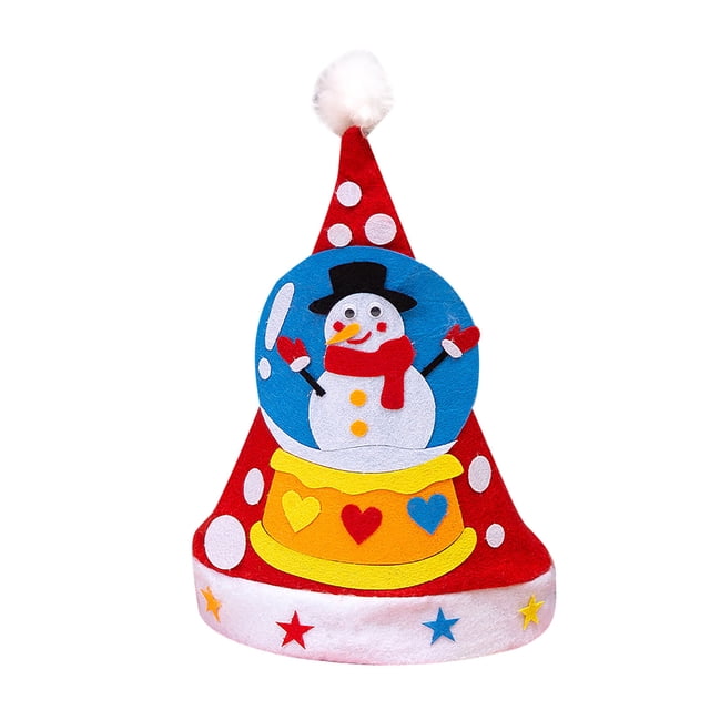 EGNMCR DIY Sewing Felts Christmas Hat Kit Kids Sewing Toy Gift Xmas Decor Educational Doll Birthday Gifts for Kids