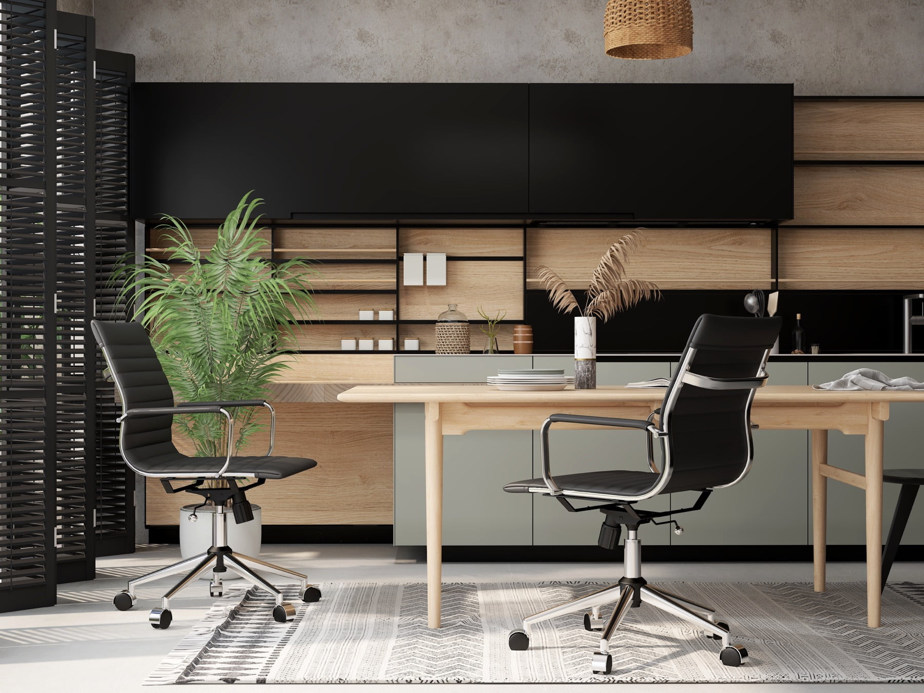 LUXMOD Mid Back Home Office Desk Chair Task Chair with Armrest Swivel Chair in Durable Vegan Leather Ergonomic Desk Chair for Extra Back and Lumbar Support Conference Room Chair
