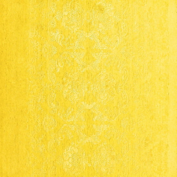 Ahgly Company Indoor Square Solid Yellow Modern Area Rugs, 5' Square