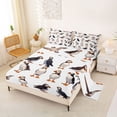 thumbnail image 2 of jejeloiu Cartoon Puffin Print Bed Sheets,Cute Animals Full Size Sheets For Boys,Black White,4-Piece,1 Flat Sheet, 1 Fitted Sheet and 2 Pillowcases, 2 of 6