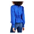 thumbnail image 2 of INC Womens Blue Ruffled Keyhole Back Cuffed Pouf Sleeve Mock Neck Peplum Top S, 2 of 4