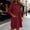 Wine, variant on FEIIBMOYRIA Women Round Neck Dresses Women's Cotton-Linen Blend Long Sleeve Midi Dresses Gathered 3/4 Sleeves High Waist Loose Comfy A‑Line Daily Outwear Dresses