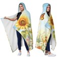 thumbnail image 2 of Flower Garden Tabby Cat Wearable Blanket Hoodies for Women Men Adults Cat Lovers Soft Cozy Sunflower Orange Tabby Cats Hooded Blankets for Couch Home Decor Birthday Gifts 60×80 Inch, 2 of 5