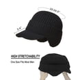 thumbnail image 5 of Men Winter Visor Brim Earflap Beanie Hat Knitted Thicken Plush Lined Warm Ear Protection Knitted Hat (Black), 5 of 6