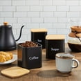 thumbnail image 2 of Juvale Coffee Tea Sugar Container Set - Black Iron Square, 3 Pack, 48 oz Each - Coffee Bean Storage & Sugar Storage - Countertop Kitchen Canisters with Tight Seal Lids, 2 of 9