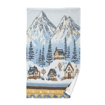 Yayeee 100% Cotton Hand Towels for Bathroom 16" x 28" Kitchen Towel, Winter Village