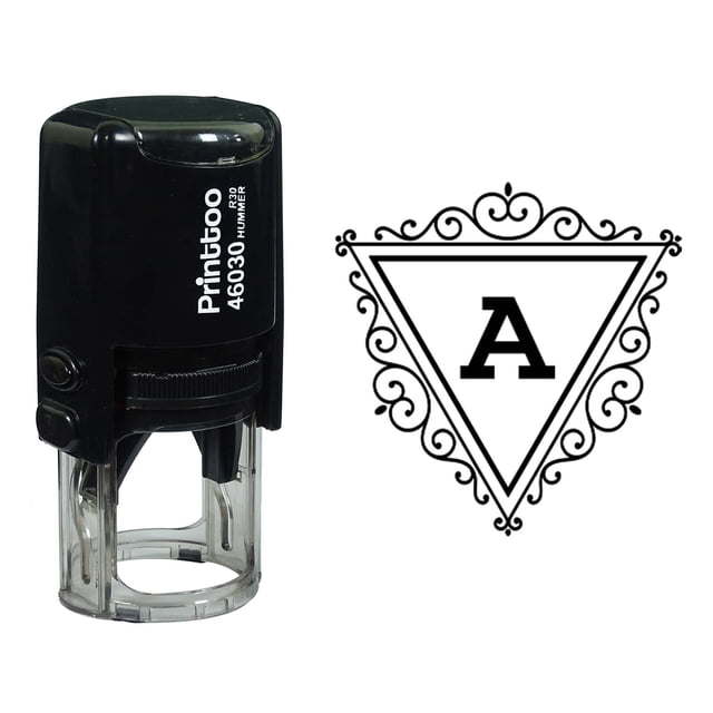 Printtoo un Alphabet Tourbillon Border Triangle Monogramme Initiale Auto Encrage Tampon en Caoutchouc Bureau Stationnaire