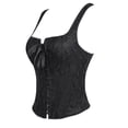 thumbnail image 3 of Rexolia Women’s Floral Lace Up Corset Top Renaissance Crop Overbust Bustier Black L, 3 of 8
