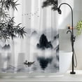 thumbnail image 2 of Traditional Chinese Painting Shower Curtain, Black and White Natural Landscape Waterproof Shower Curtain Set with 12 Hooks Lightweight Bath Curtains Fabric Bathroom Decor 48x72 Inches, 2 of 9