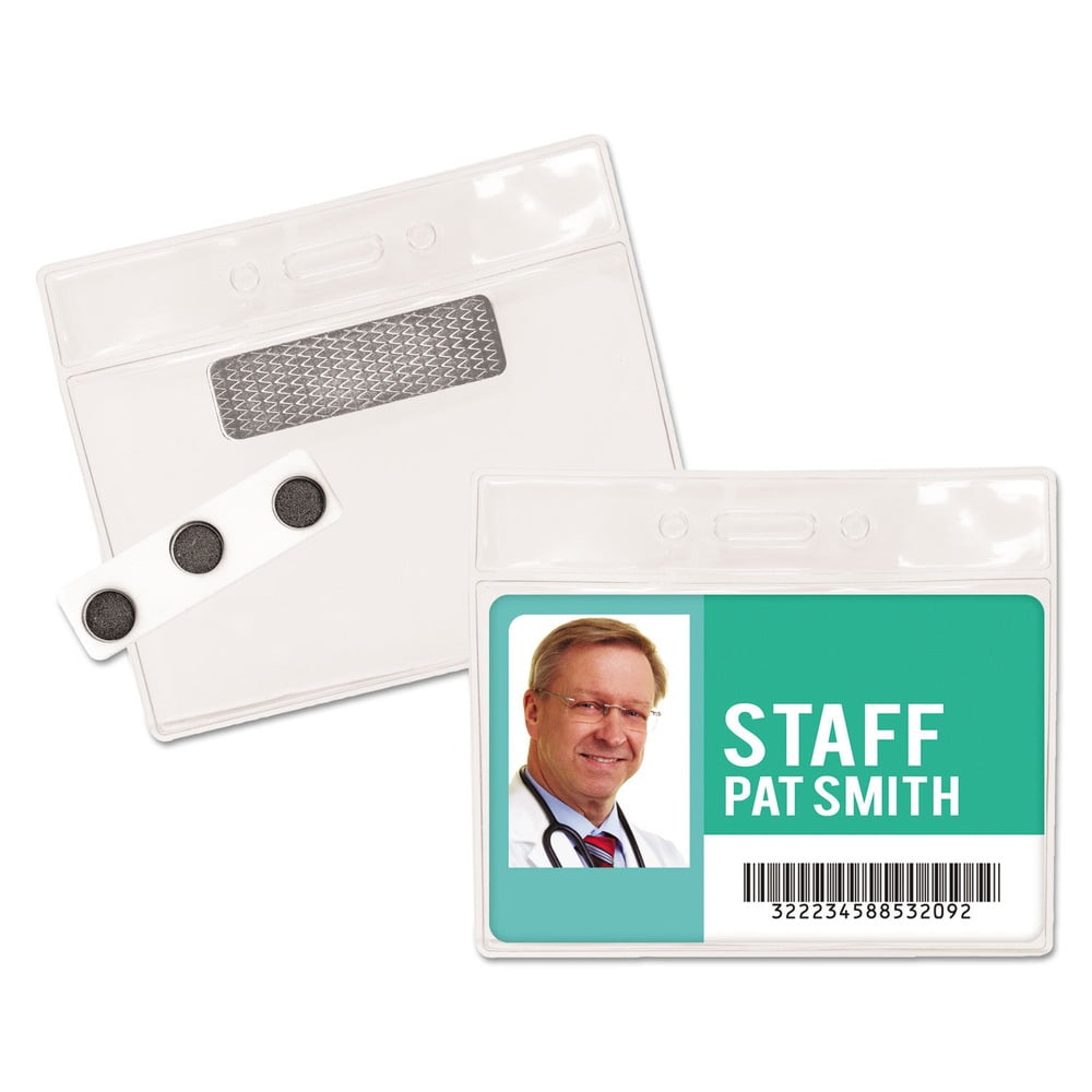Advantus 97071 4.5 in. x 3.25 in. Holder 4.13 in. x 3 in. Insert Horizontal Magnetic-Style Name Badge Kits - Clear (20/Pack)