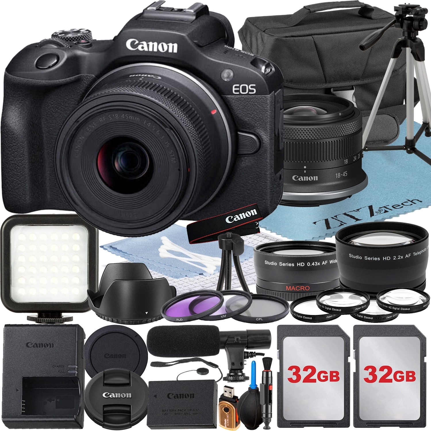 Canon EOS R50 Camera Bundle: RF-S 18-45mm, EF 75-300mm Lens