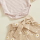 thumbnail image 5 of Traje de Manga Larga para las Niñas Rayas de Manga Volante Cuello Redondo Superior, Pantalones de Manga Larga a Rayas con Cintura Elástica Y Banda, Algodón Suave Niños Romper de Bebé, 5 of 8