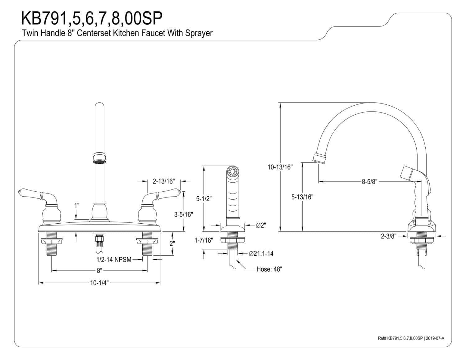 Kingston Brass KB796SP Magellan 8-Inch Centerset Kitchen Faucet, Antique Copper