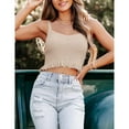 thumbnail image 2 of Womens Sleeveless Halter Crop Top Knit Sweater Vest Ribbed Camisole Tank Tops, 2 of 5