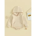 thumbnail image 2 of Wassery Baby Boys Girls Hooded Romper Newborn Long Sleeve Front Pocket Hoodies Onesie Bodysuits 3M 6M 12M 18M 24M Toddler Girls Boys Casual Fall Winter Playsuit Clothes, 2 of 8