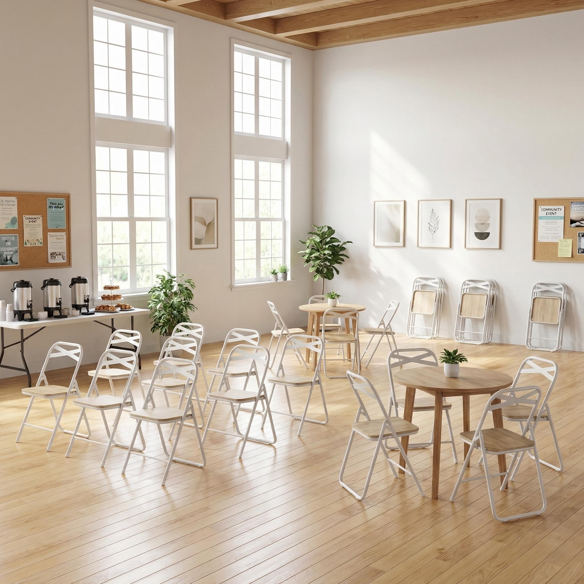 Homy Casa Folding Chairs 6 Pack with Wood Seat, Space Saving Extra Seating for Dining Party Guests