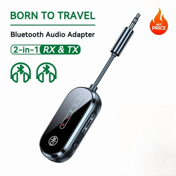 2 In 1 Bluetooth 5.4 Transmitter Receiver Stereo 3.5mm AUX Airplane Audio Wireless Adapter Mic for TV PC Headphone Car Aircraft