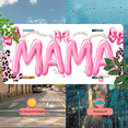 thumbnail image 5 of 1 Pcs 2D Flat License Plate Covers & Frames, MAMA with Pink Bows For Decorative Front, Waterproof For Decoration Aluminum License Plate Covers & Frames Cover For Men Women, 12" X 6", 5 of 7