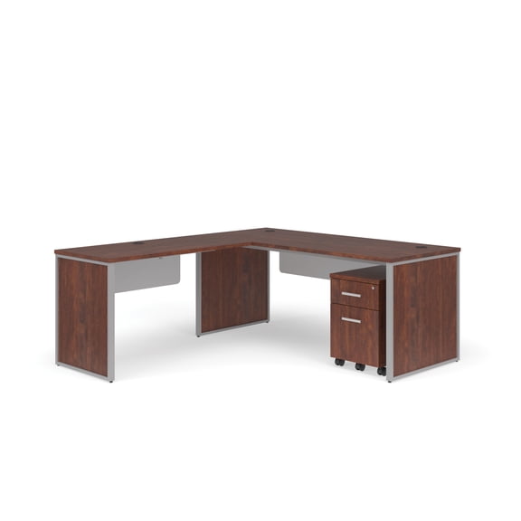 OFM Fulcrum Series Office Furniture Set, 72" Desk with Return, Filing Cabinet, Leg Panels, Modesty Panels, in Cherry