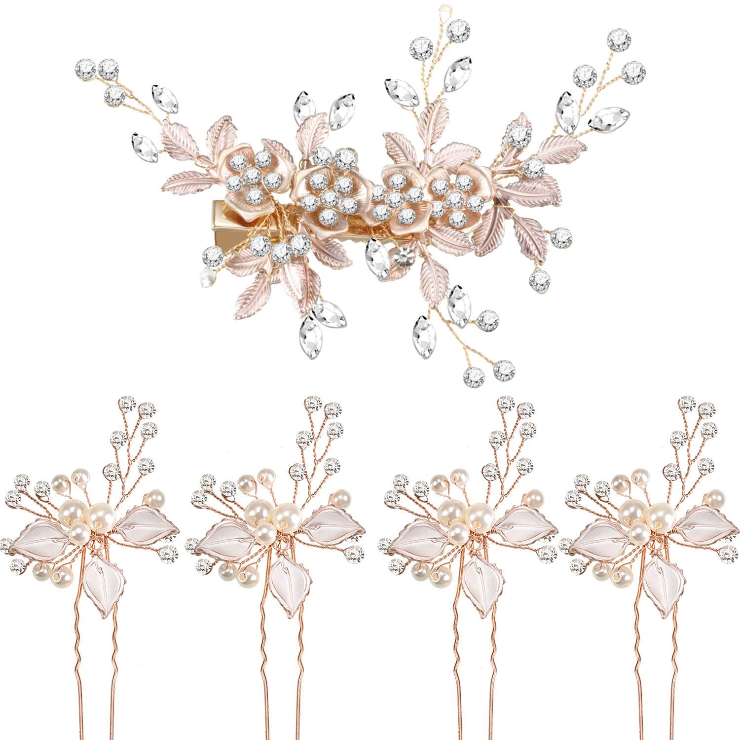 Accesorio Pelo Boda Y Perlas | Pack 2 Piezas Plateadas | | Para Mujeres Y Niñas Tocado Novia Cristal