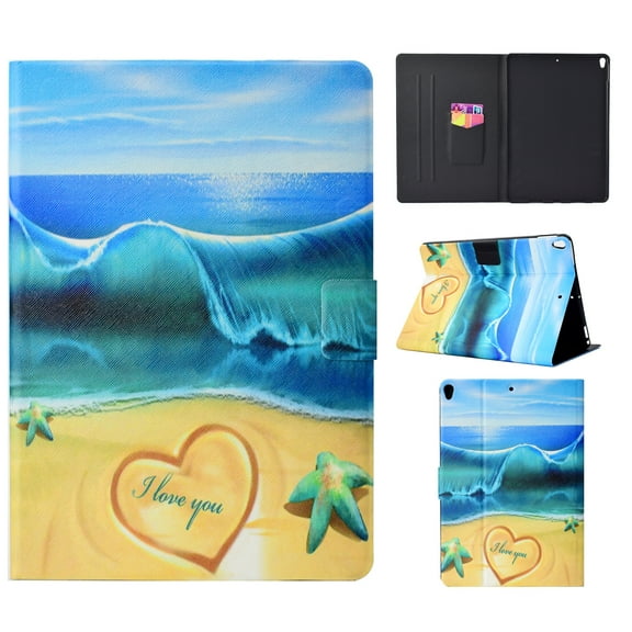 iPad Pro 10.5" Case Girls, Allytech Ultra Slim Colorful Pattern Folio PU Leather Mutiple Angle Stand Auto Sleep Wake Lightweight Cards Holder Smart Case for Apple iPad Pro 10.5" 2017, Starfish Sea