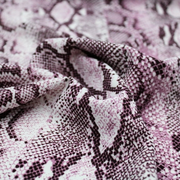 Scuba Crepe Techno Knit Snake Skin Design Printed Sewing & Craft Fabric By the Yard, Off White Dusty Lilac