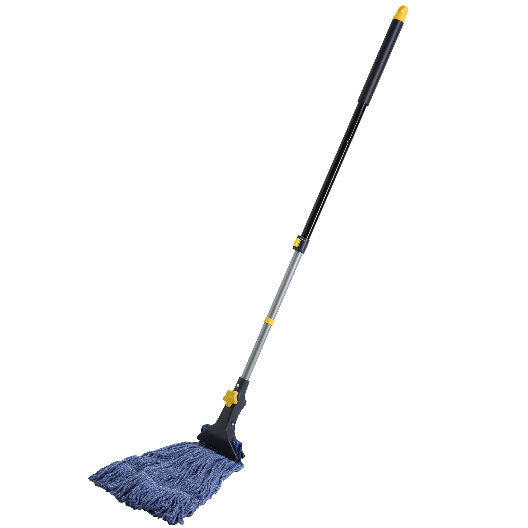 Eyliden Heavy Duty Cotton Mop Looped-End String Wet Mop Commercial Industrial Grade Iron Pole Jaw Clamp Floor Cleaning 52in Long Handle for Indoor Outdoor Floor Cleaning