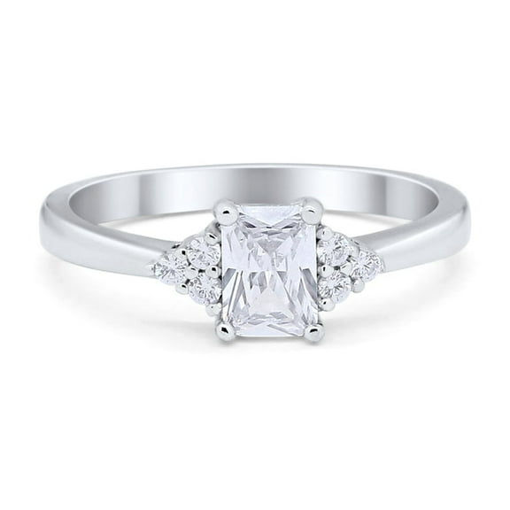 Radiant Cut Engagement Ring CZ 925 Sterling Silver Size 5
