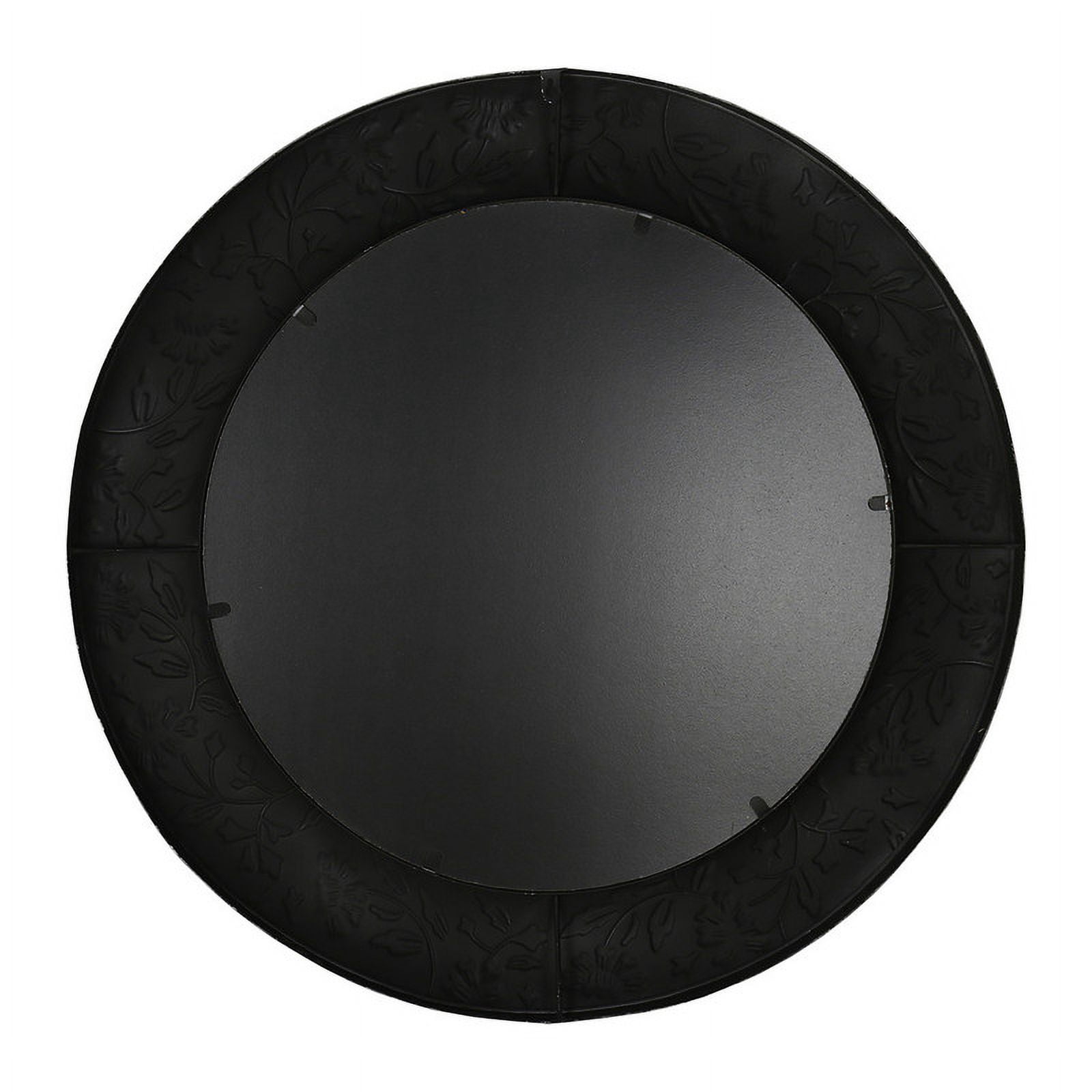 Verdant Bloom Black Floral Wood Farmhouse Wall Mirror