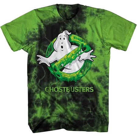Ghostbusters Mens Ecto1 Slimer Shirt Stay Puft Logo Tee Shirt Tie Dye T-Shirt Black Green Tie Dye Large