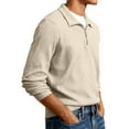 thumbnail image 3 of Fgvctg Sweatshirts for Men Fashion Stand Collar Corduroy Sweatshirts Quarter Zip Oversized Pullover Shirt Long Sleeve Casual Spring Top Khaki S, 3 of 5